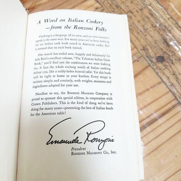 Vintage 1950 Talisman Italian Cook Book by Ada Boni Hardcover - Picture 6 of 9